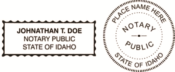 Idaho Notary- Stamp required, embosser may be used in conjunction